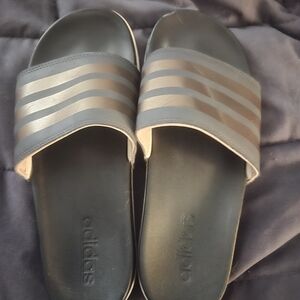 Adidas Black and Gray Slide Footwear